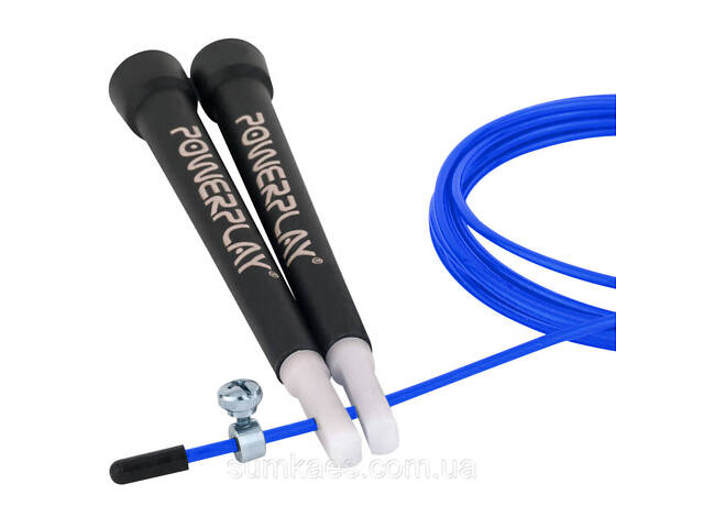 Скакалка швидкісна PowerPlay 4202 Ultra Speed Rope Синя (2,9m.) - Фото 3