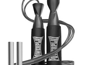 Скакалка швидкісна PowerPlay 4211 X ROPE з обтяжувачами (120г*2) Чорна (3м.)