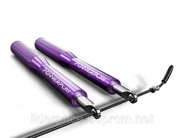 Скакалка швидкісна на підшипниках алюмінієва PowerPlay 4207 Elite Jump Rope Фіолетова (3m.), Оригінал! - Фото 3