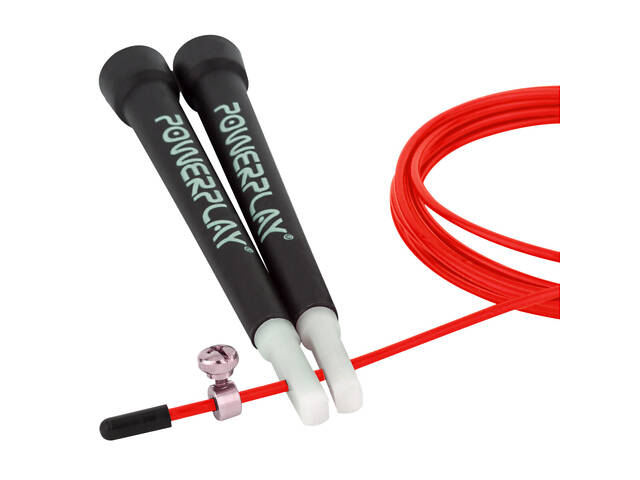 Скакалка швидкісна PowerPlay 4202 Ultra Speed Rope Червона (2,9m.) - Фото 3