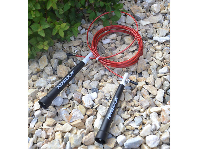 Скакалка швидкісна PowerPlay 4202 Ultra Speed Rope Червона (2,9m.) - Фото 5