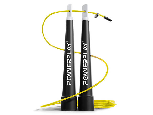 Скакалка швидкісна PowerPlay 4202 Ultra Speed Rope Жовта (2,9m.) - Фото 1