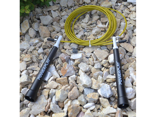 Скакалка швидкісна PowerPlay 4202 Ultra Speed Rope Жовта (2,9m.) - Фото 5