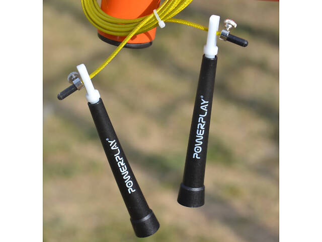 Скакалка швидкісна PowerPlay 4202 Ultra Speed Rope Жовта (2,9m.) - Фото 8