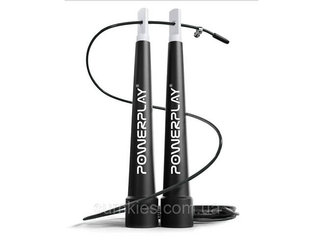 Скакалка швидкісна PowerPlay 4202 Ultra Speed Rope Чорна (2,9m.) - Фото 1