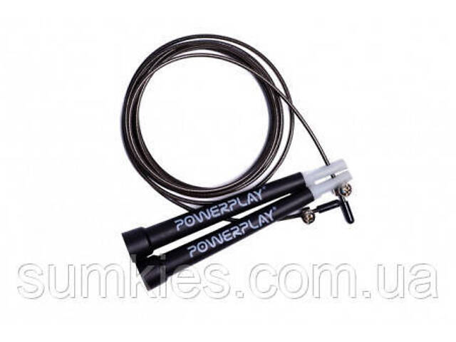 Скакалка швидкісна PowerPlay 4202 Ultra Speed Rope Чорна (2,9m.) - Фото 3
