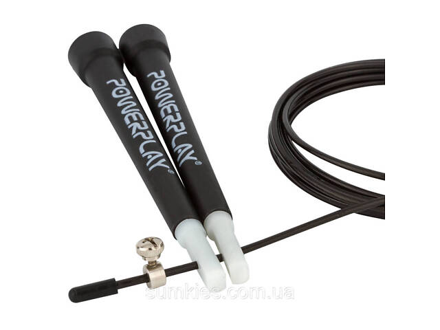 Скакалка швидкісна PowerPlay 4202 Ultra Speed Rope Чорна (2,9m.) - Фото 4