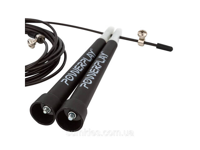 Скакалка швидкісна PowerPlay 4202 Ultra Speed Rope Чорна (2,9m.) - Фото 5