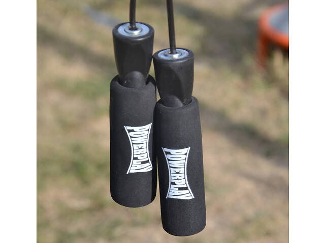 Скакалка швидкісна PowerPlay 4211 X ROPE з обтяжувачами (120г*2) Чорна (3м.) - Фото 4