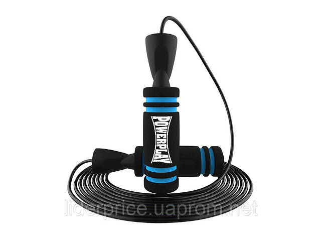 Скакалка швидкісна PowerPlay 4213 Jump Rope Чорно/Синя 3м., Оригінал! - Фото 1