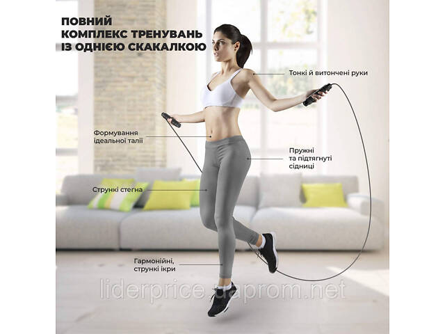 Скакалка швидкісна PowerPlay 4213 Jump Rope Чорно/Синя 3м., Оригінал! - Фото 3