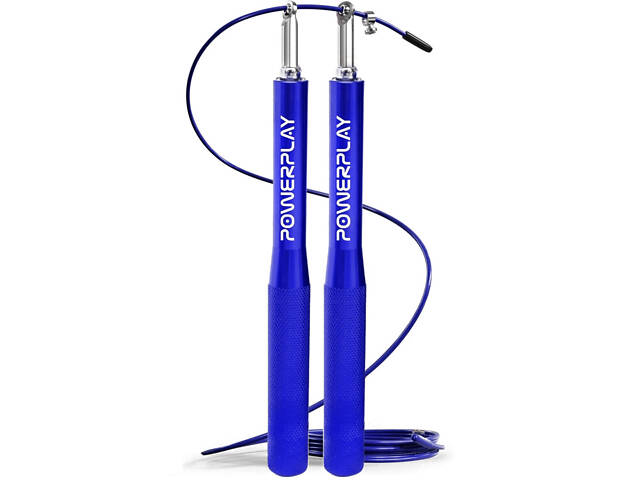 Скакалка швидкісна на підшипниках алюмінієва PowerPlay 4207 Elite Jump Rope Синя (3m.) - Фото 1