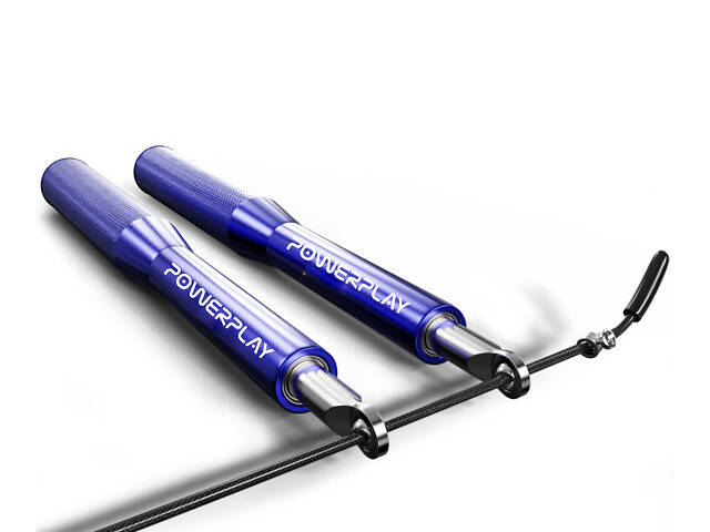 Скакалка швидкісна на підшипниках алюмінієва PowerPlay 4207 Elite Jump Rope Синя (3m.) - Фото 2