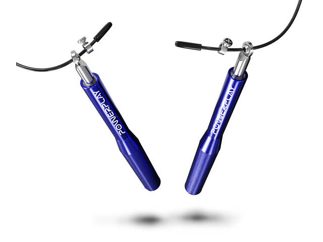 Скакалка швидкісна на підшипниках алюмінієва PowerPlay 4207 Elite Jump Rope Синя (3m.) - Фото 3