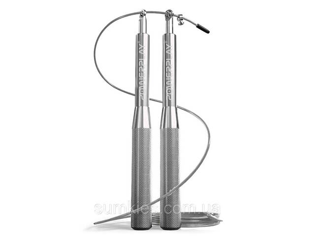Скакалка швидкісна на підшипниках алюмінієва PowerPlay 4207 Elite Jump Rope Срібна (3m.) - Фото 1
