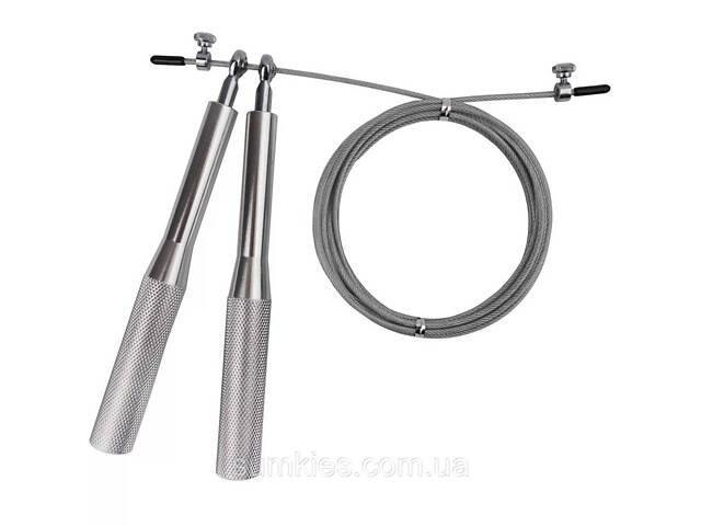 Скакалка швидкісна на підшипниках алюмінієва PowerPlay 4207 Elite Jump Rope Срібна (3m.) - Фото 4