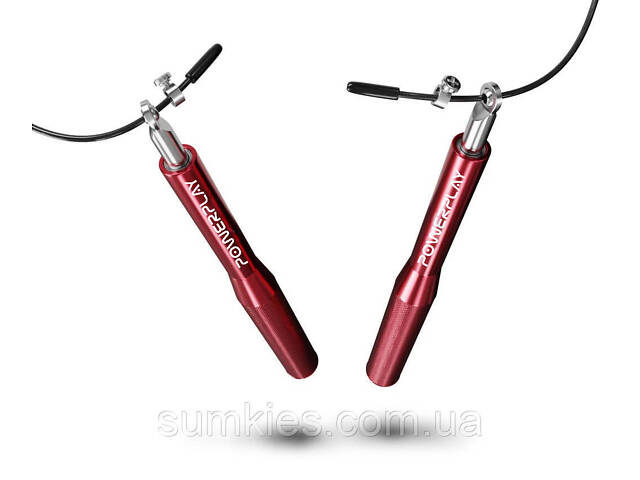 Скакалка швидкісна на підшипниках алюмінієва PowerPlay 4207 Elite Jump Rope Червона (3m.) - Фото 3