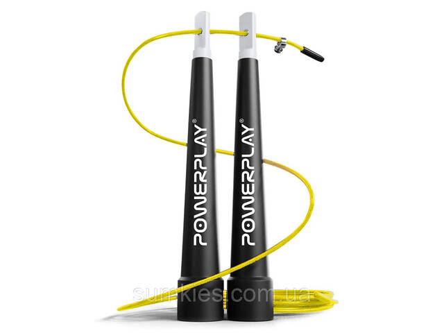 Скакалка швидкісна PowerPlay 4202 Ultra Speed Rope Жовта (2,9m.) - Фото 1