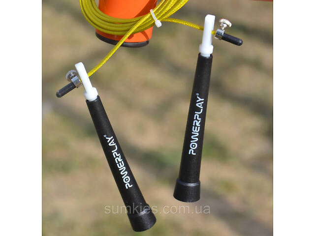 Скакалка швидкісна PowerPlay 4202 Ultra Speed Rope Жовта (2,9m.) - Фото 8