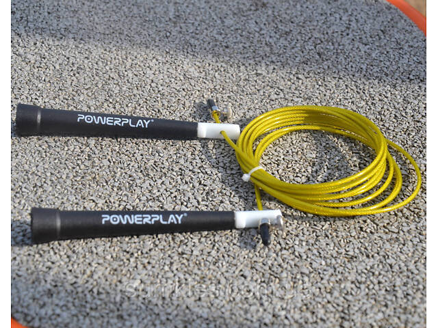 Скакалка швидкісна PowerPlay 4202 Ultra Speed Rope Жовта (2,9m.) - Фото 10