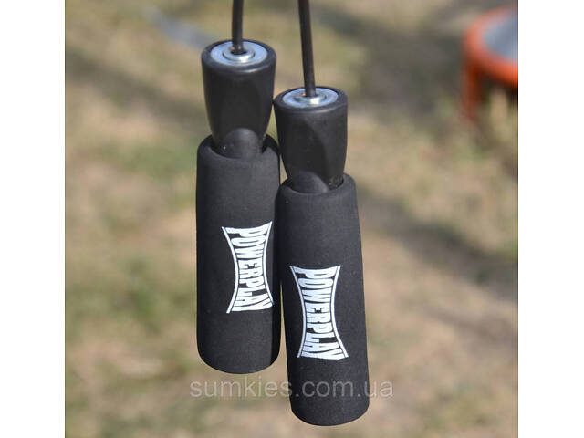 Скакалка швидкісна PowerPlay 4211 X ROPE з обтяжувачами (120г*2) Чорна (3м.) - Фото 4