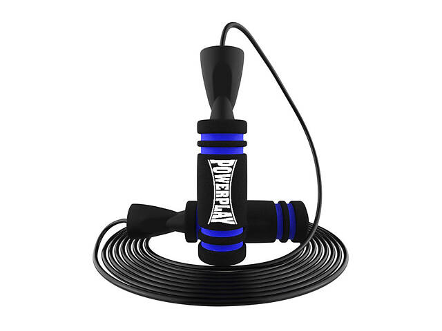 Скакалка швидкісна PowerPlay 4213 Jump Rope Чорно/Темно синя 3м. - Фото 1
