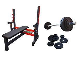Скамья для жима RN classic prof + Олимпийские резиновая штанга 100кг