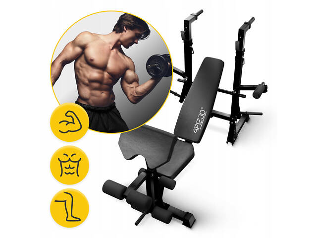 Скамья тренировочная для жима 4FIZJO Ultra с партой Скотта Black (P-5905973404228) - Фото 7