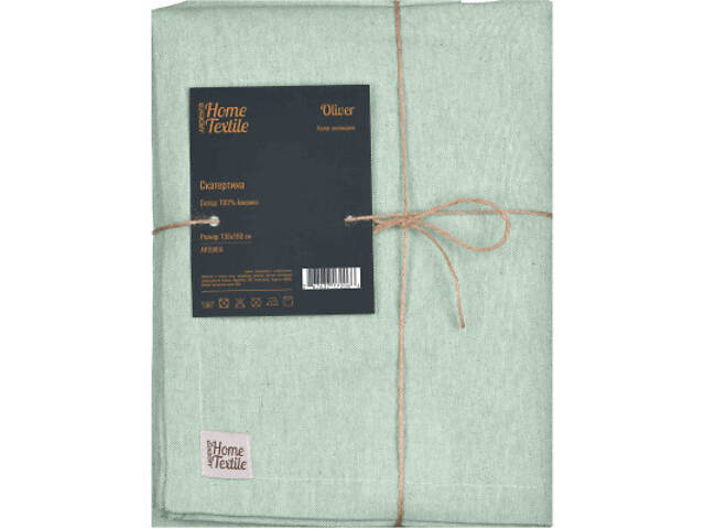 Скатертина Ardesto Oliver, 100% бавовна, аквамарин 120х136 см (ART07OA) - Фото 1