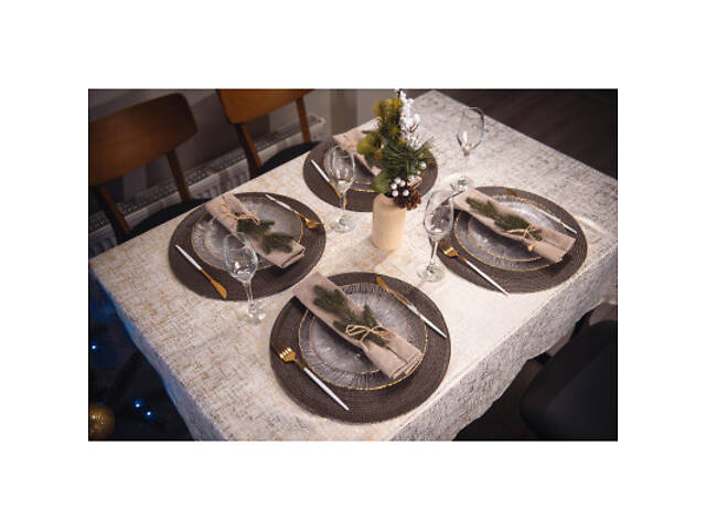 Скатерть Ardesto Shine 100% поліестер, золотистий 120х140 см (ART07SG) - Фото 7