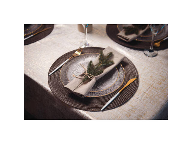 Скатерть Ardesto Shine 100% поліестер, золотистий 120х140 см (ART07SG) - Фото 10