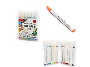 Скетч маркеры акриловые Aodemei 12 цветов M6128-12 треугольный корпус plastic box