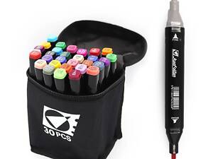Скетч маркери двосторонні 30 кольорів JosefOtten ST40656 круглий та скошений наконечник, в сумці