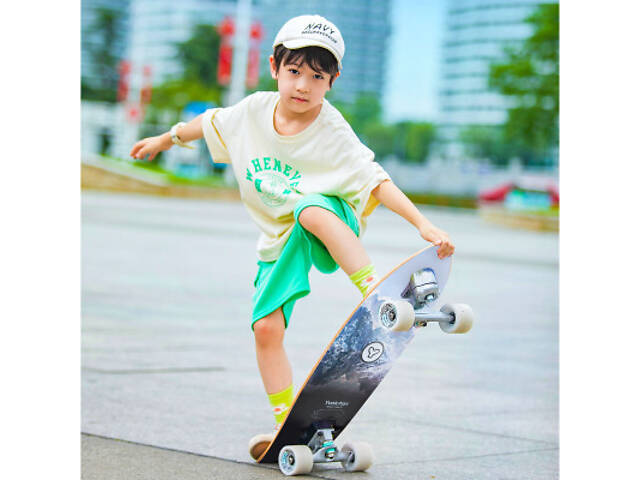 Скейтборд дитячий Yvolution Dynamo Cruiser LED 76 см, синій (YS52B2) - Фото 4