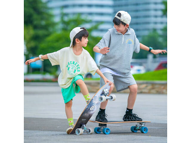 Скейтборд дитячий Yvolution Dynamo Cruiser LED 76 см, синій (YS52B2) - Фото 5