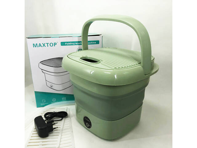 Складна пральна машина MAXTOP silicon washing machine, Портативна пралка відро. Колір: зелений - Фото 1