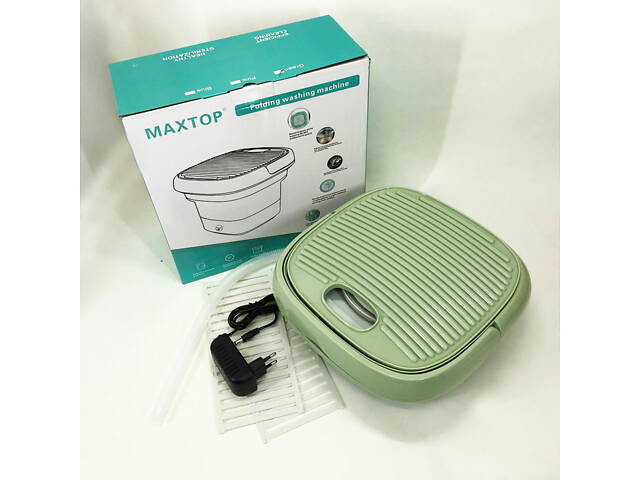 Складна пральна машина MAXTOP silicon washing machine, Портативна пралка відро. Колір: зелений - Фото 2