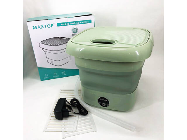 Складна пральна машина MAXTOP silicon washing machine, Портативна пралка відро. Колір: зелений - Фото 3