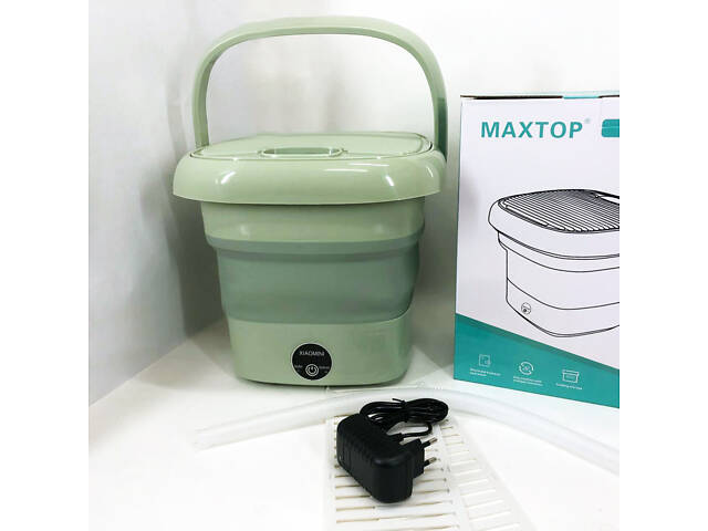 Складна пральна машина MAXTOP silicon washing machine, Портативна пралка відро. Колір: зелений - Фото 4
