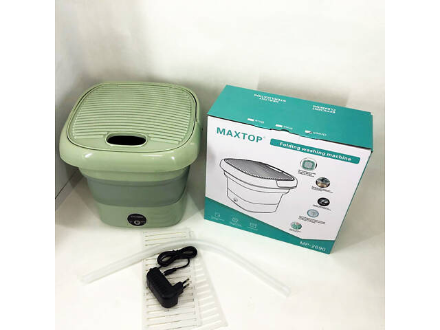 Складна пральна машина MAXTOP silicon washing machine, Портативна пралка відро. Колір: зелений - Фото 5