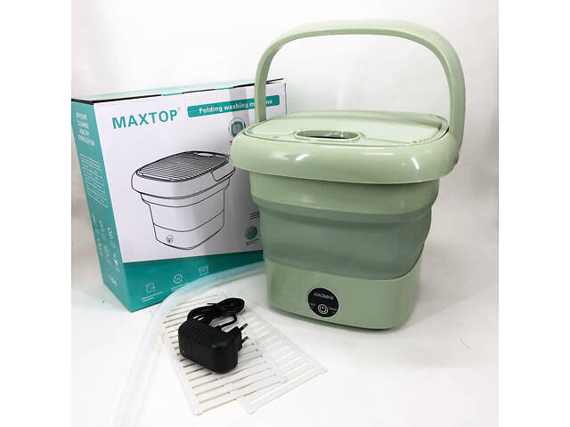 Складна пральна машина MAXTOP silicon washing machine, Портативна пралка відро. Колір: зелений - Фото 8
