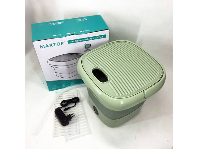 Складна пральна машина MAXTOP silicon washing machine, Портативна пралка відро. Колір: зелений - Фото 9