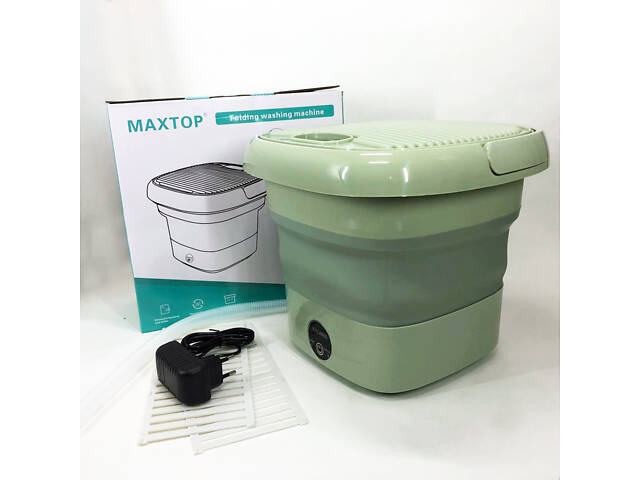 Складна пральна машина MAXTOP silicon washing machine, Портативна пралка відро. Колір: зелений - Фото 10
