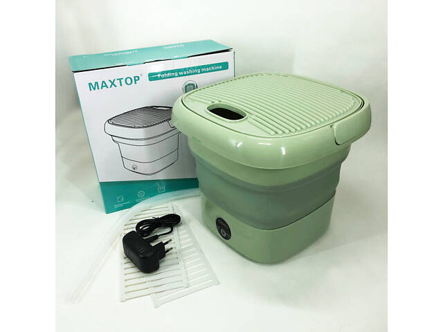 Складна пральна машина MAXTOP silicon washing machine, Портативна пралка відро. Колір: зелений - Фото 11