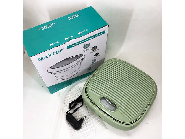 Складна пральна машина MAXTOP silicon washing machine, Портативна пралка відро. Колір: зелений - Фото 12