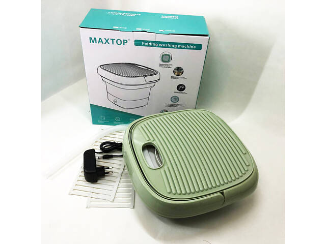 Складна пральна машина MAXTOP silicon washing machine, Портативна пралка відро. Колір: зелений - Фото 13