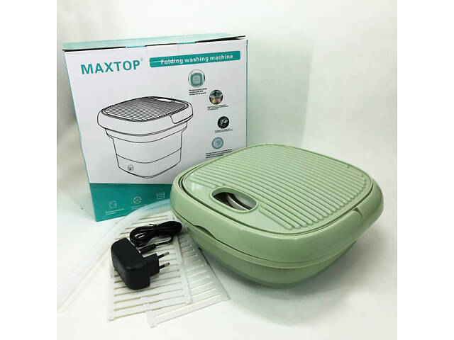 Складна пральна машина MAXTOP silicon washing machine, Портативна пралка відро. Колір: зелений - Фото 14
