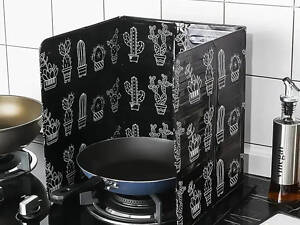 Складаний алюмінієвий захисний екран для газової плити від розбризкування масла заслінка для сковороди Кактуси