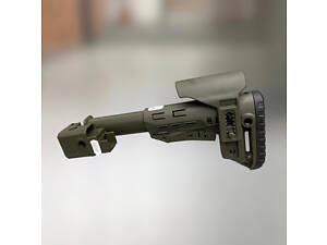 Складаний приклад DLG TACTICAL DLG-130-052 з трубкою Mil-Spec DLG-147, Олива, з рег. підщочником, антабка на 2 сторони