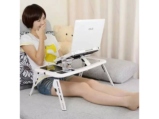Складаний столик для ноутбука LD-09 E-Table, столик з охолодженням 2 USB кулера, Стіл підставка з вентиляцією - Фото 14